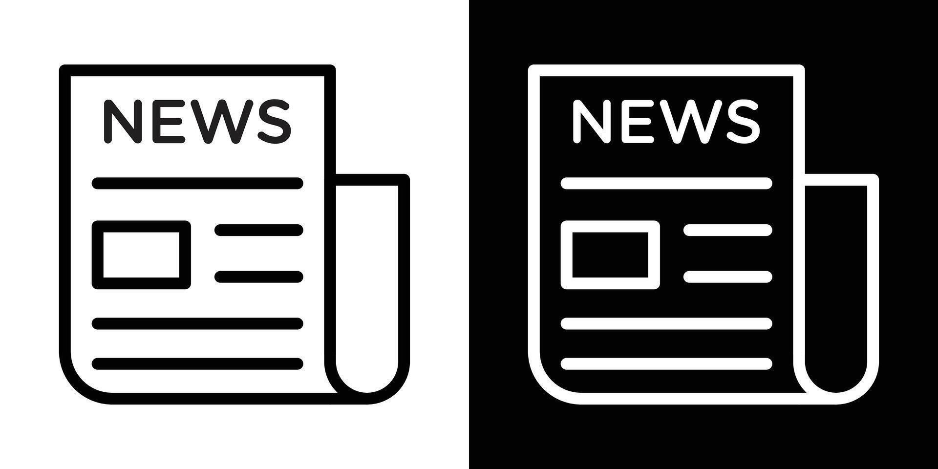 Newspaper icons set in stroke line style vector