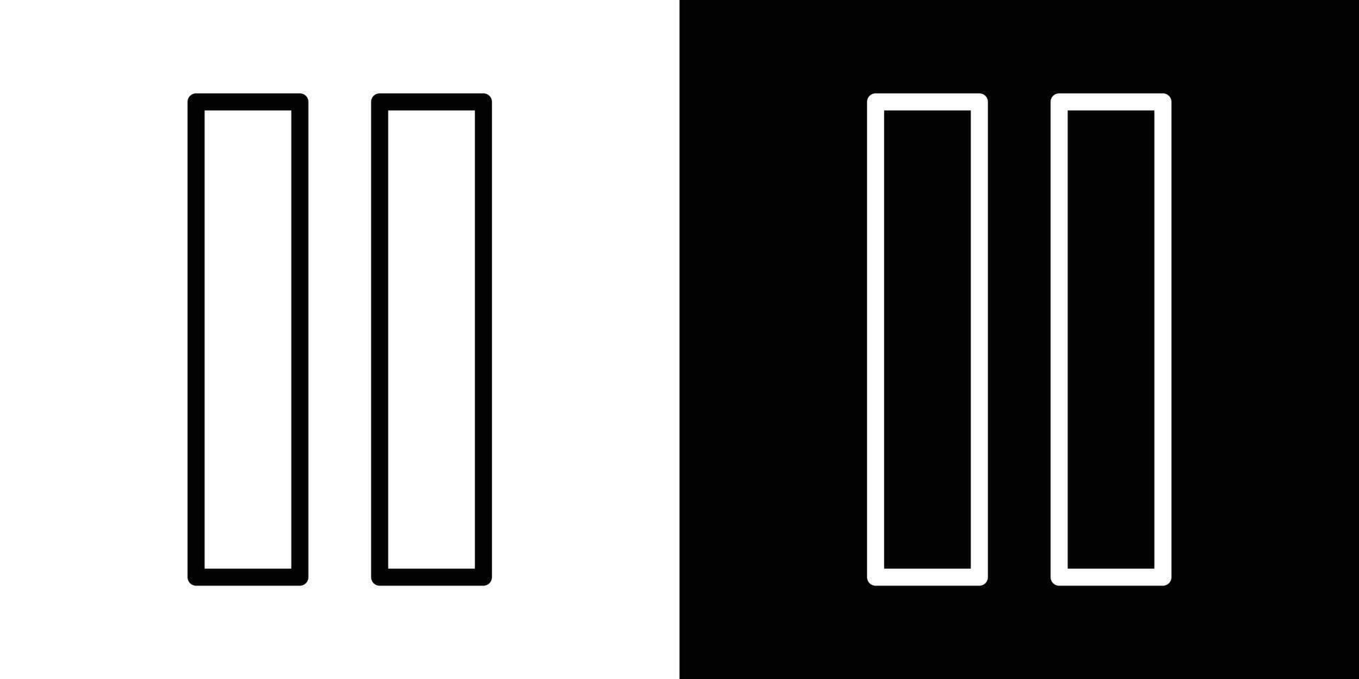 Pause button icons set in stroke line style vector