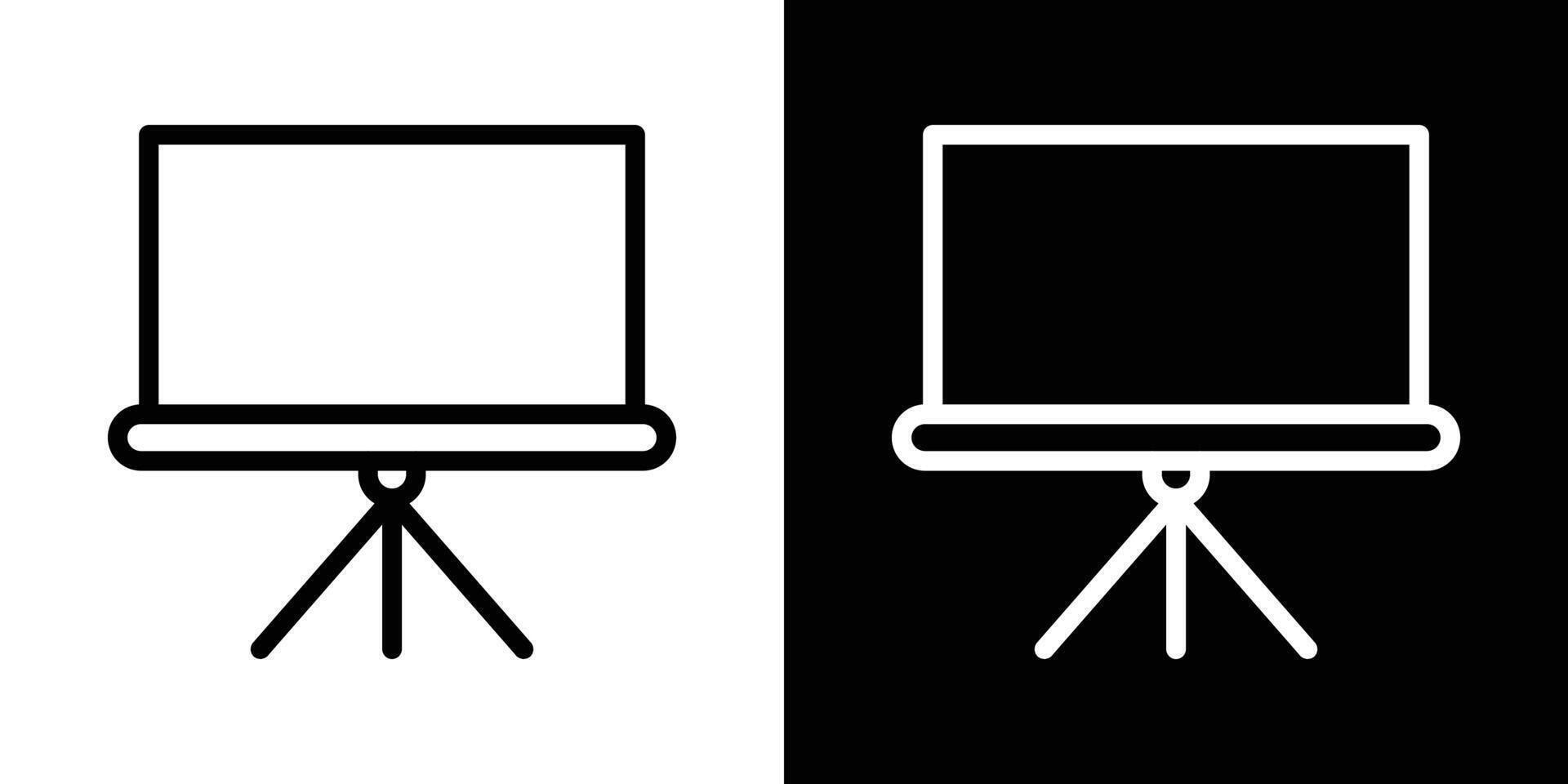 Presentation screen icons set in stroke line style vector