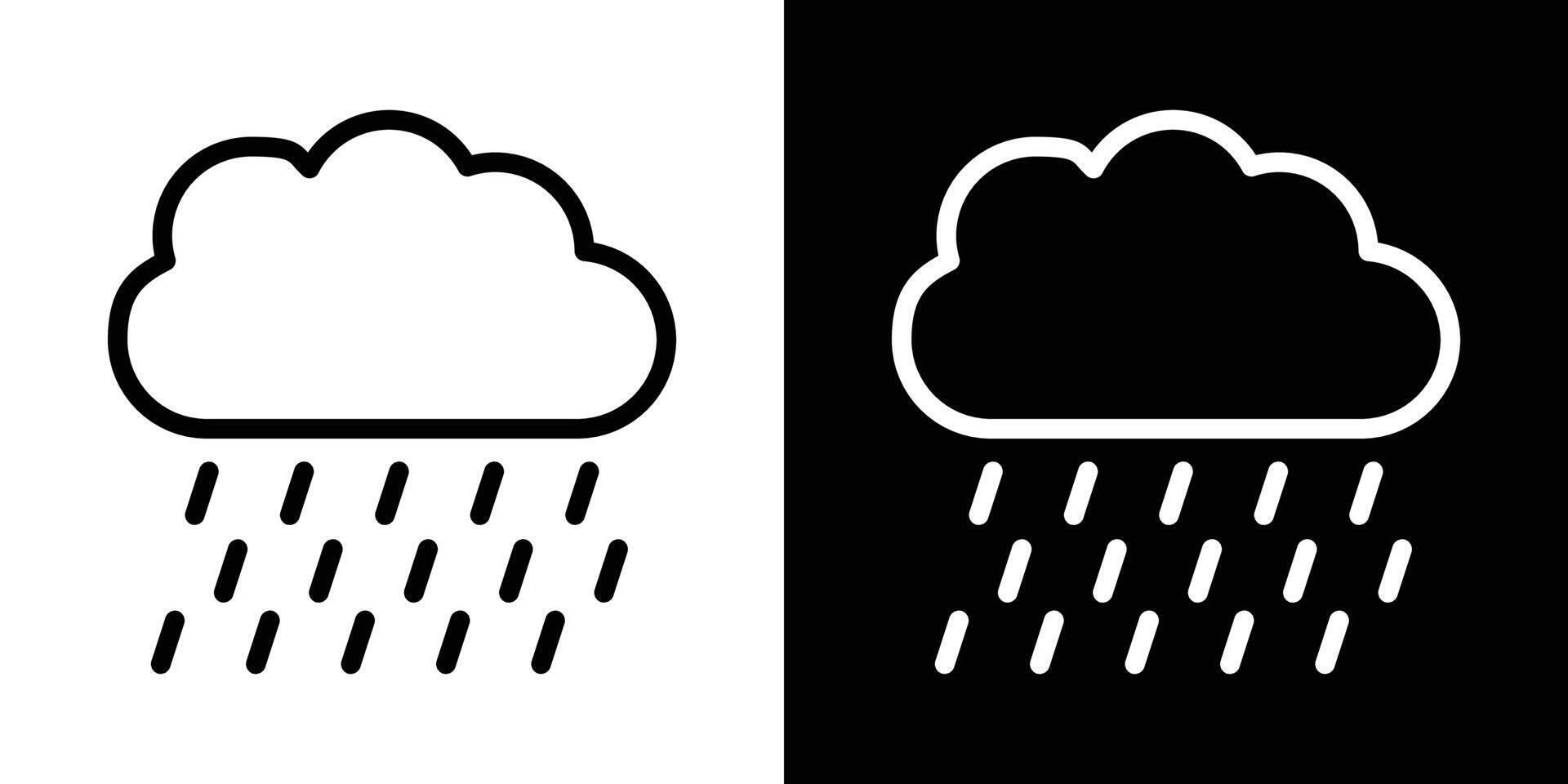 Rain icons set in stroke line style vector