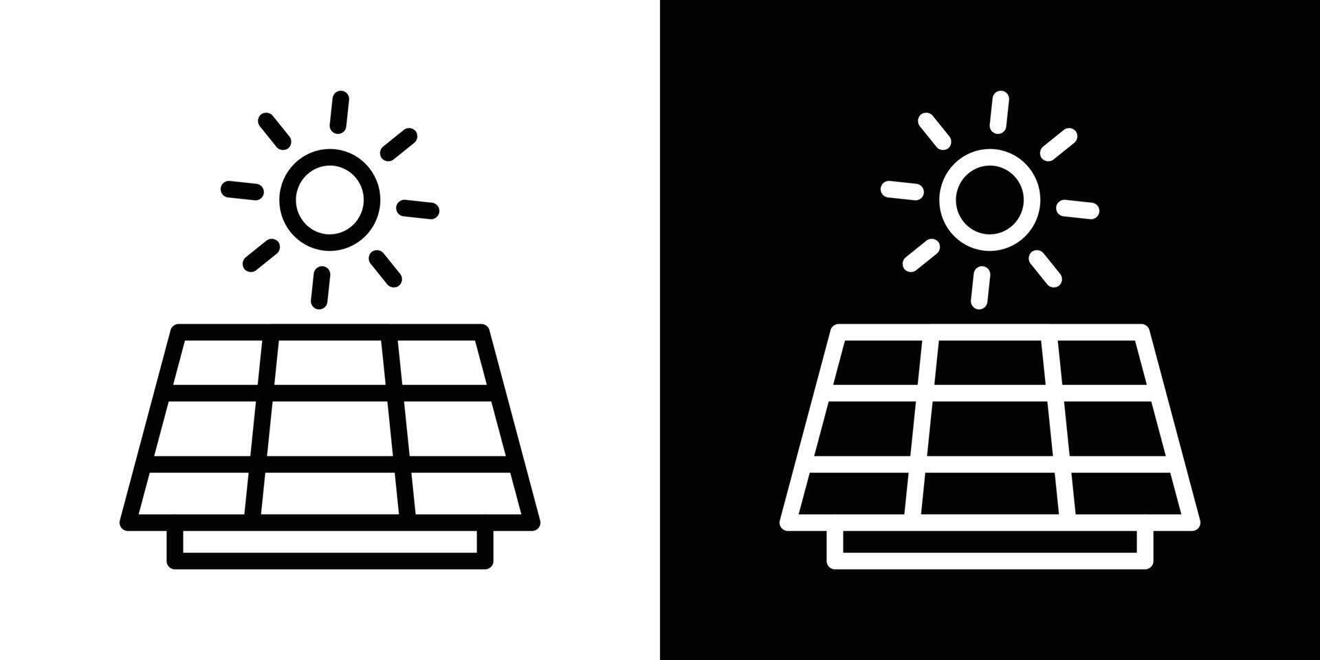 Solar panel icons set in stroke line style vector
