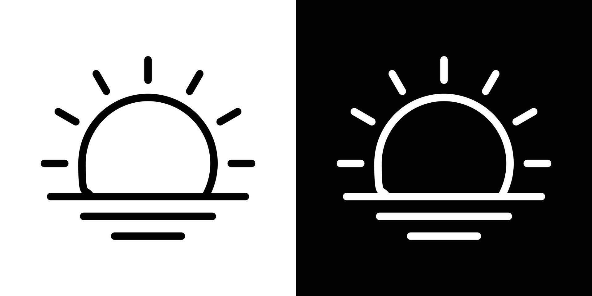 Sunrise icons set in stroke line style vector