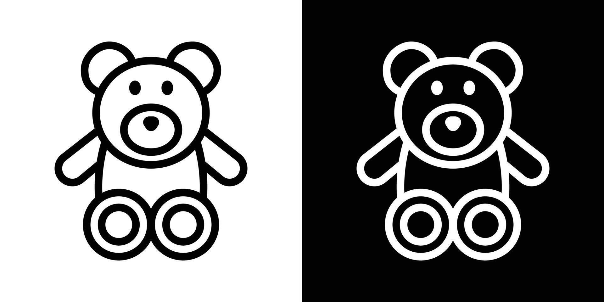 Teddy bear icons set in stroke line style vector