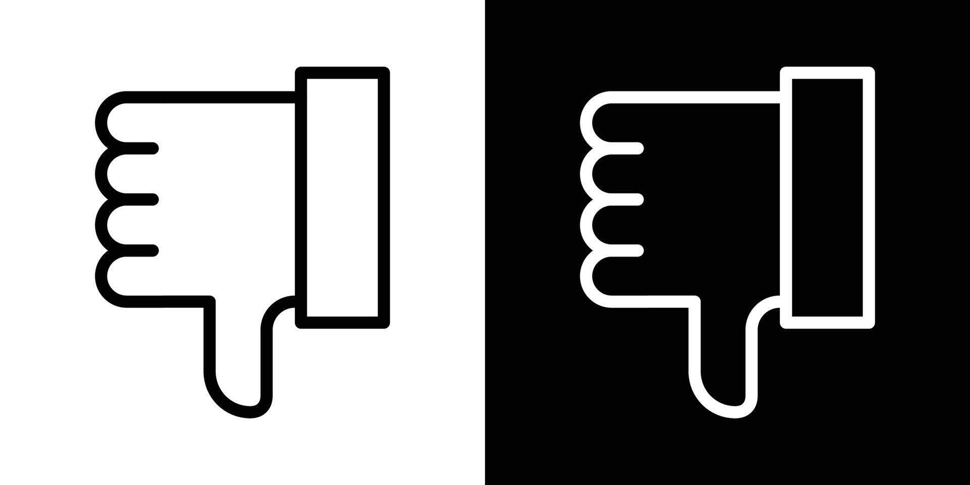 Thumbs down icons set in stroke line style vector