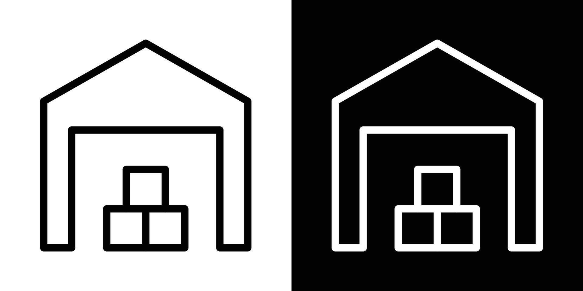 Warehouse icons set in stroke line style vector
