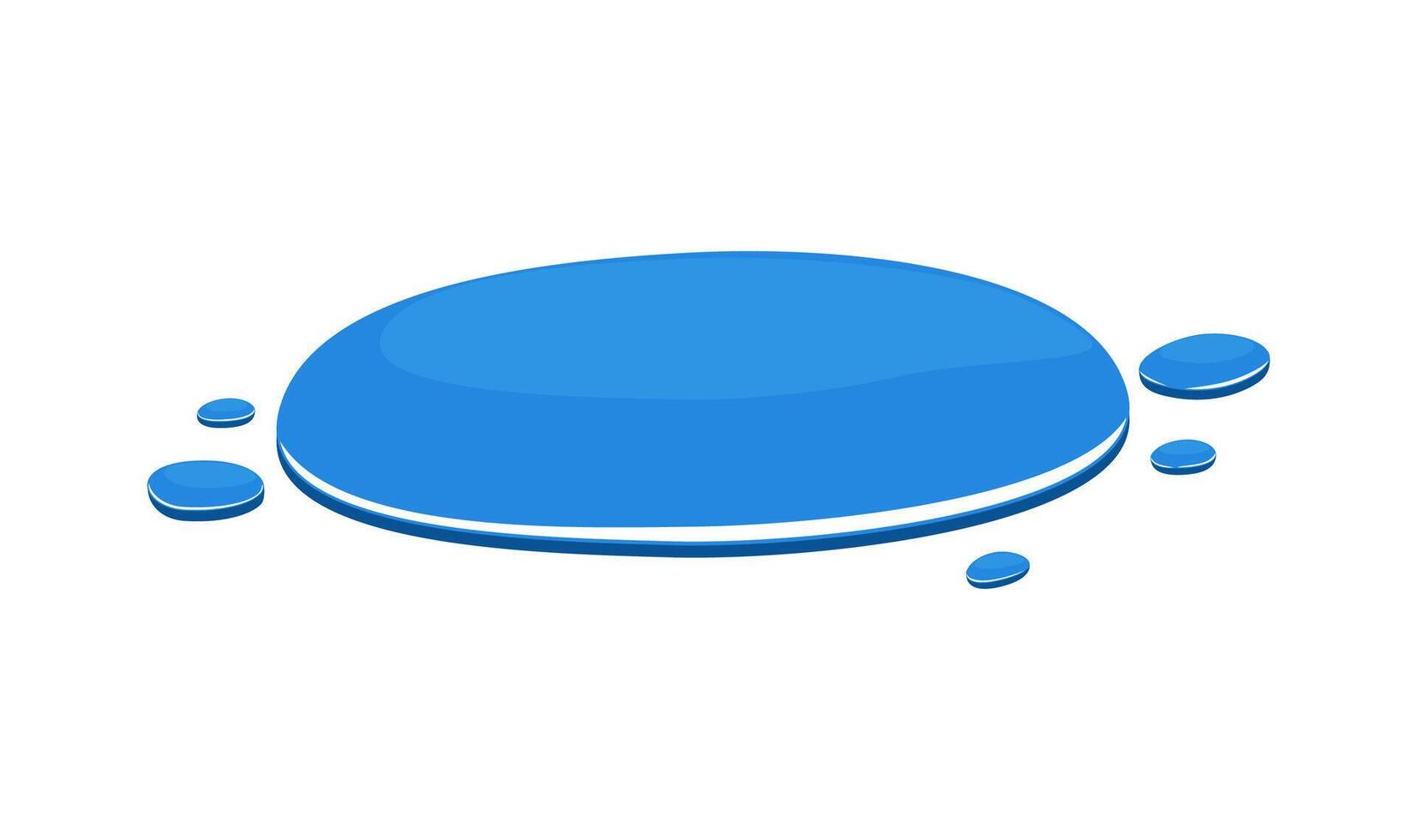 Water puddle cartoon illustration isolated on white. Blue water blob vector