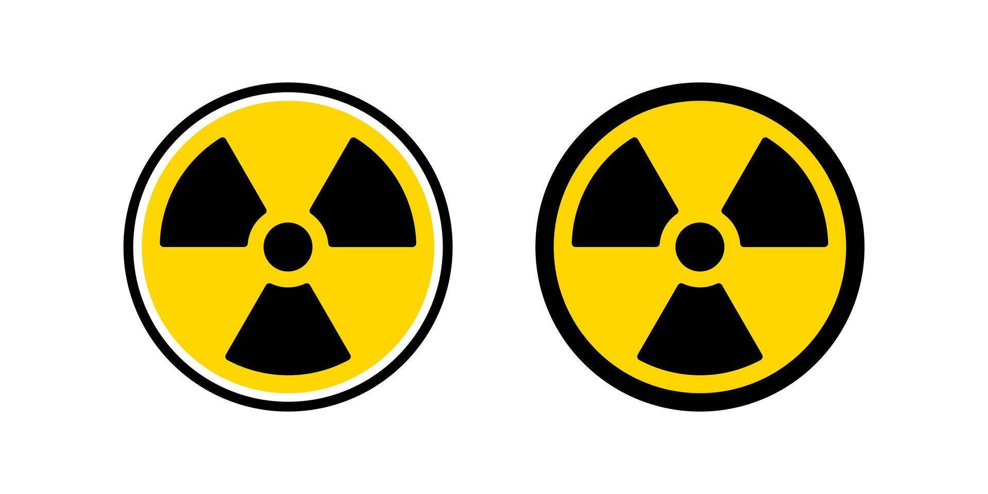 Radiation icon set. A simple minimalist flat icon design featuring a radioactive warning symbol, representing caution, danger, and radiation. vector