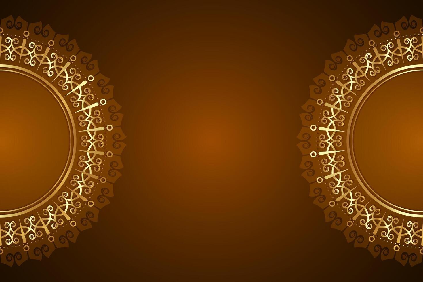 Luxury template, decorative gold mandalas, round border frame for design with floral ornament, invitations, books, for textiles, engraving, wooden furniture, forging. Copy space for text, background vector