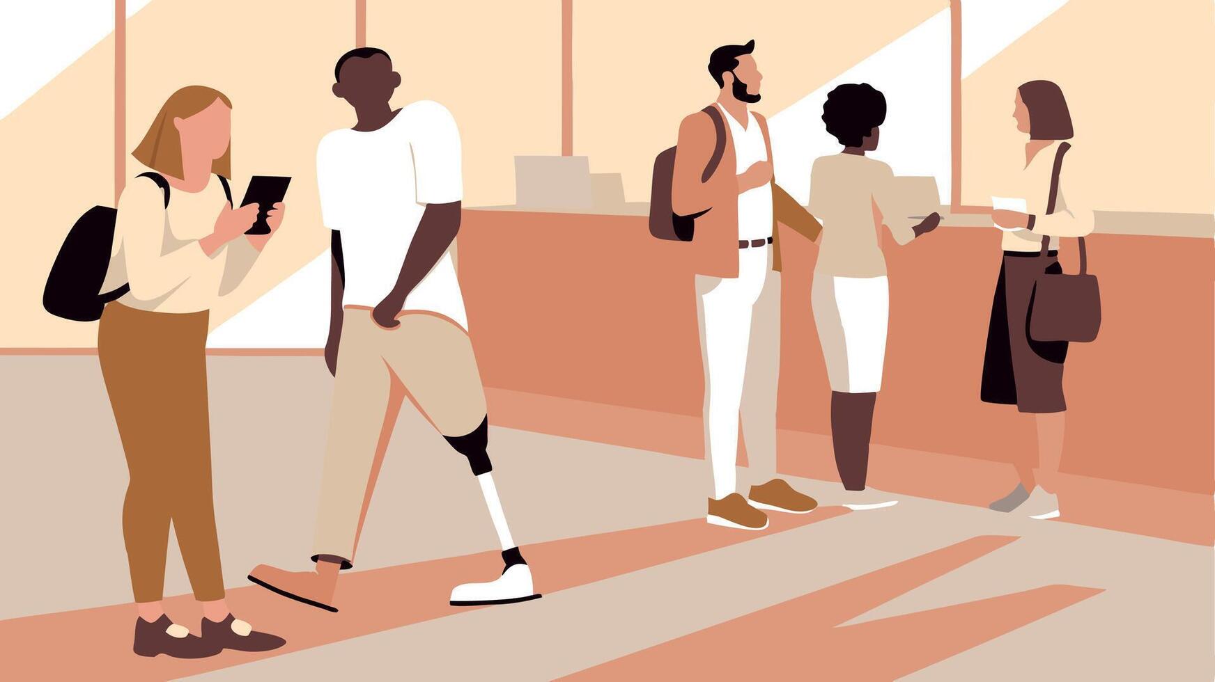 Group of people interacting in an office vector