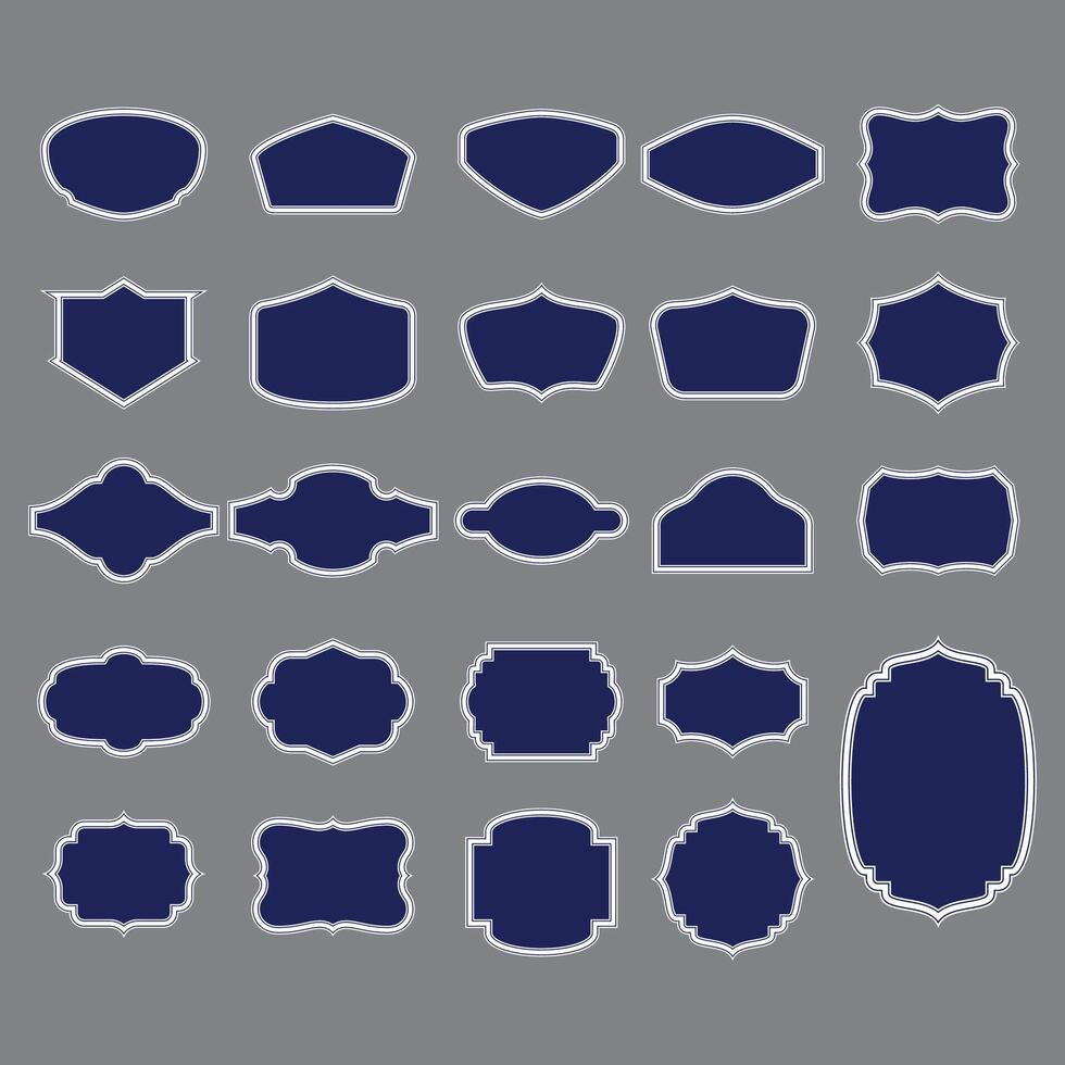 Navy blue label shapes collection vector