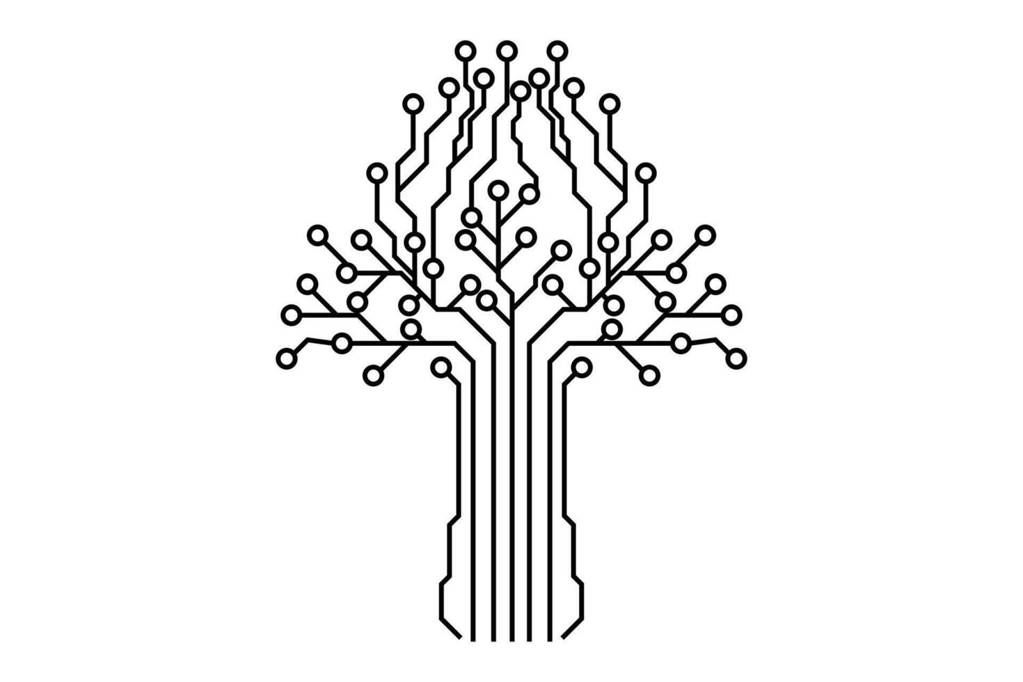 Abstract Circuit Board Tree technology icon. vector