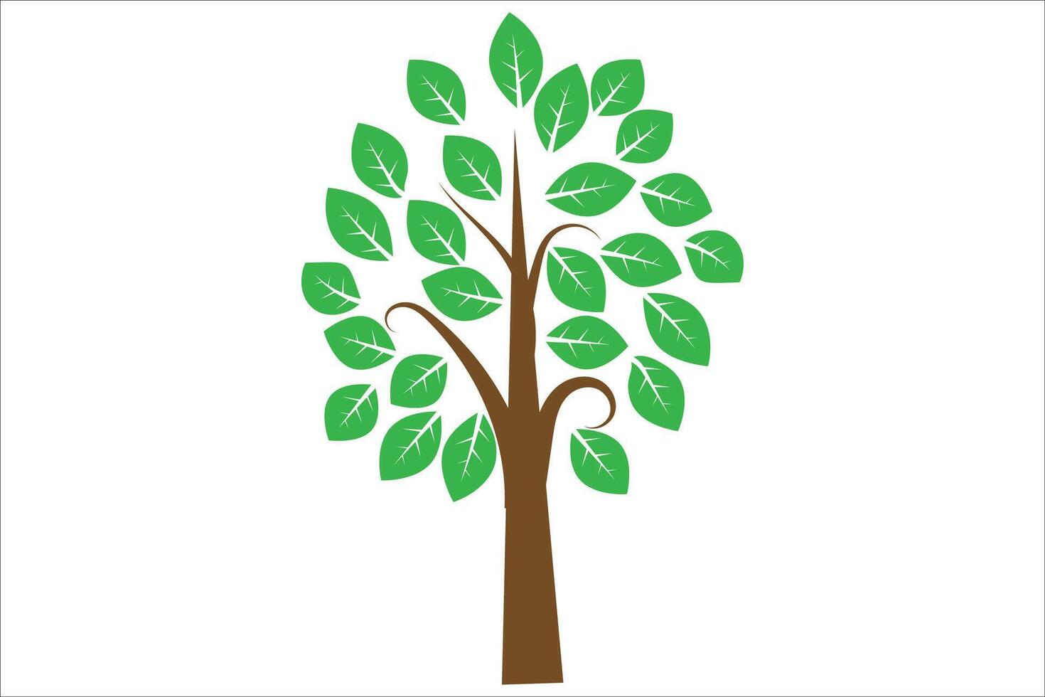 Simple tree with green leaves vector