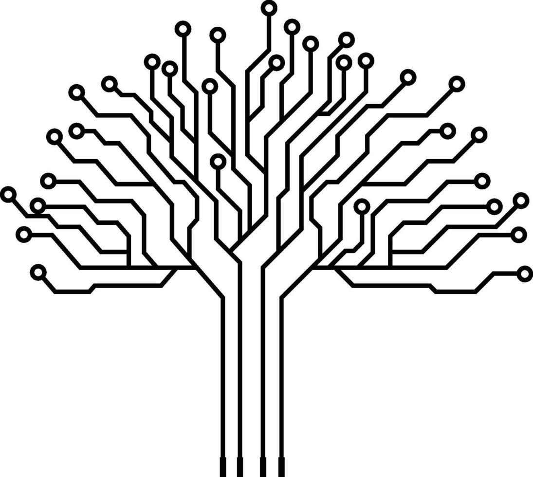 printed circuit board tree icon vector