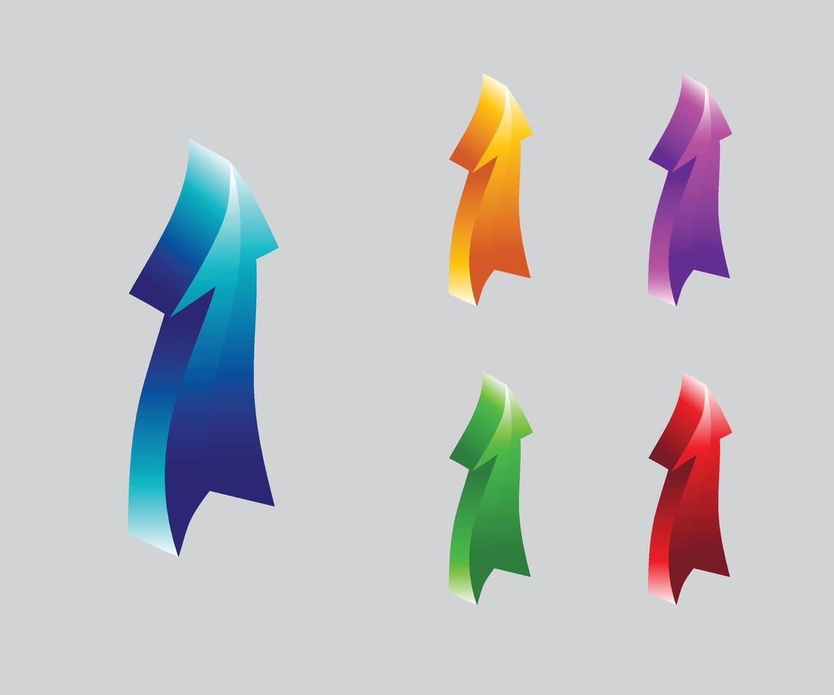 Glossy 3d arrow icons progress direction and growth vector