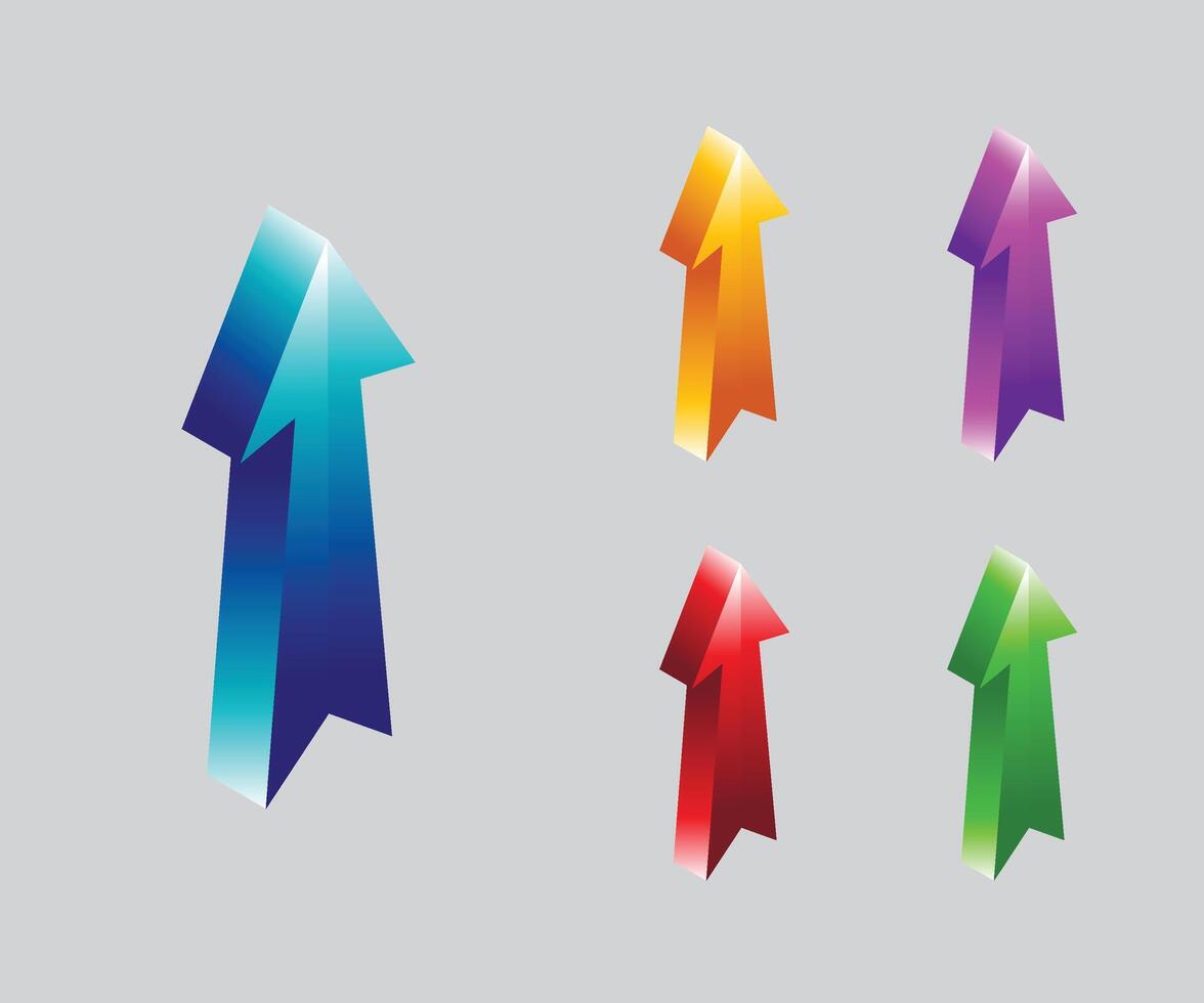 Upwardpointing arrows in various colors vector