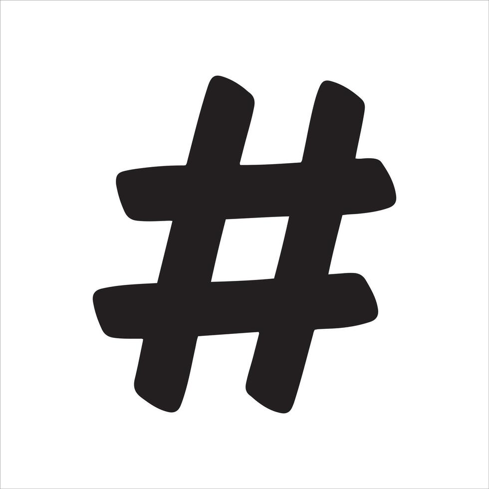Bold black hashtag symbol on a clean white background vector