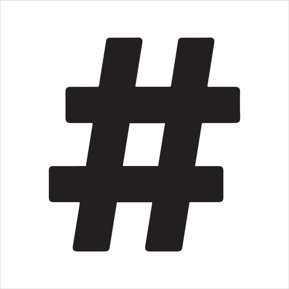 Bold black hashtag symbol centered on a clean white background vector