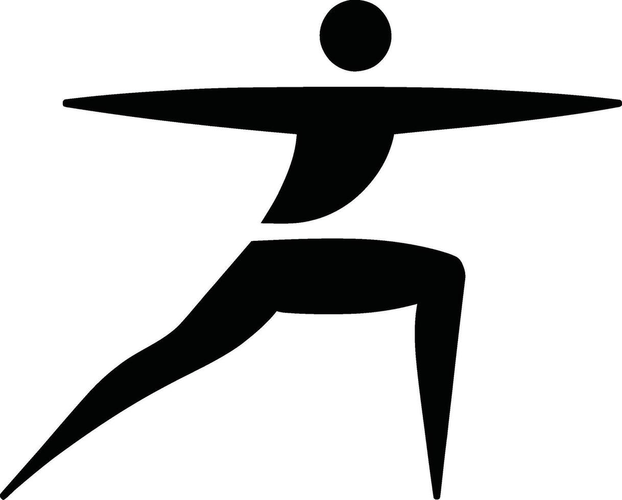Minimalist Yoga Pose Silhouette in Warrior Stance vector