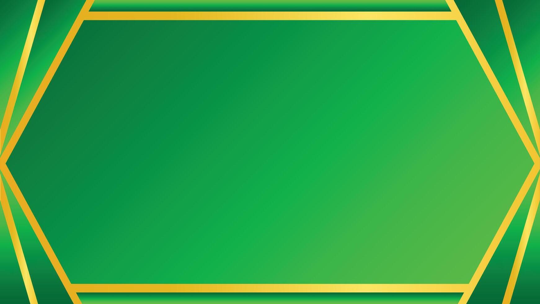 Elegant Green Background with Gold Geometric Frame Design vector