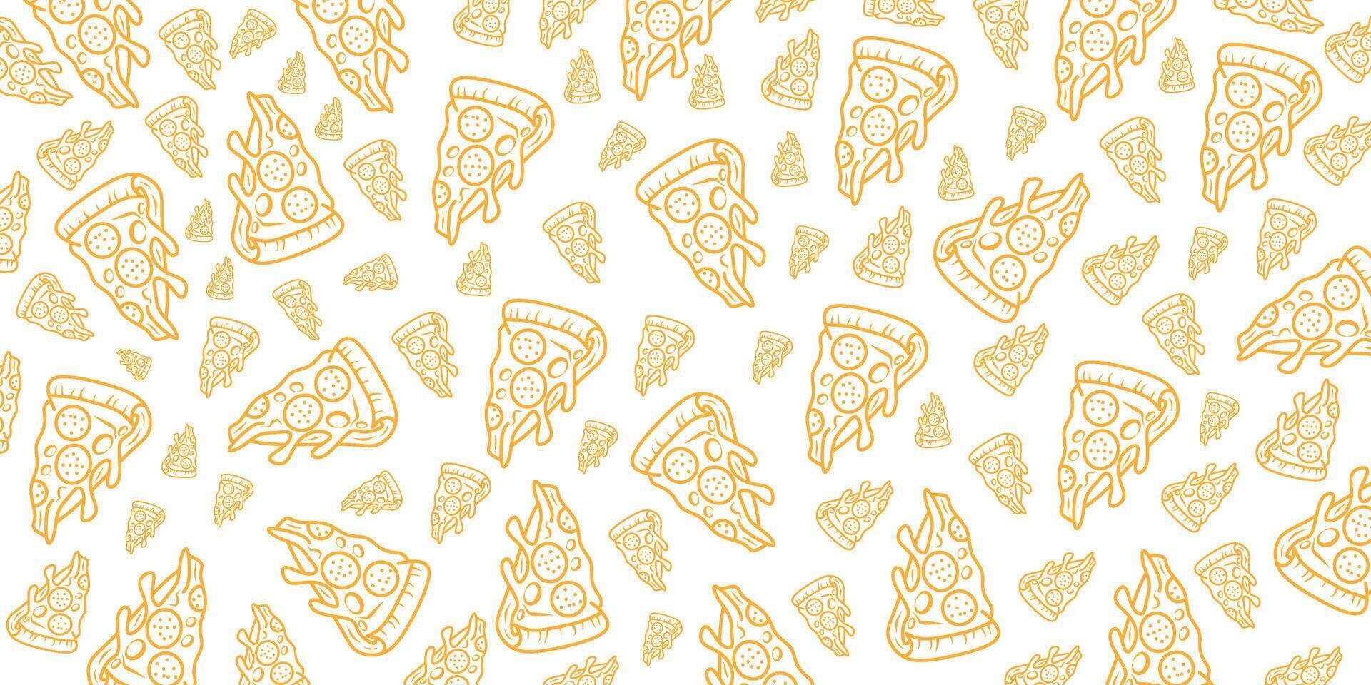 Pattern of Pizza Slices in Decorative Line Art Style vector