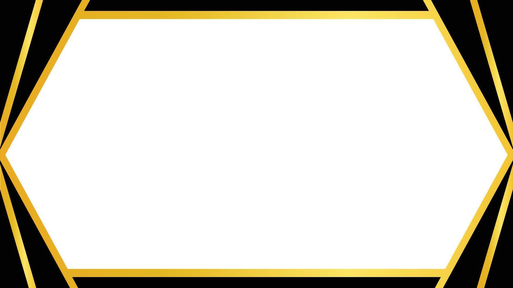 Elegant Black and Gold Geometric Frame With Hexagonal Center Design vector