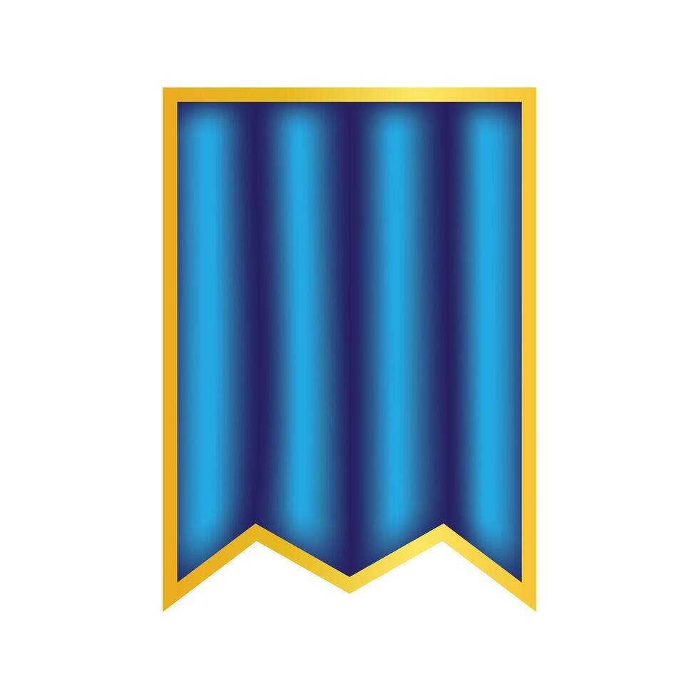 Blue and Gold Banner Icon with Elegant Vertical Design. vector