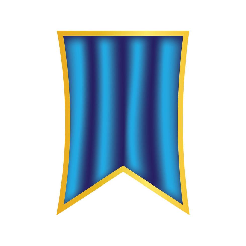Elegant Blue Banner Ribbon with Golden Border and Smooth Silk Texture vector