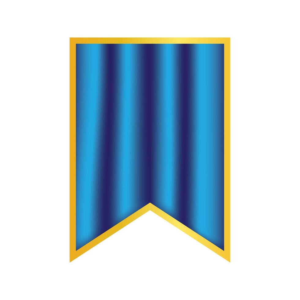 Blue Ribbon With Gold Border and Satin Texture Illustration. vector