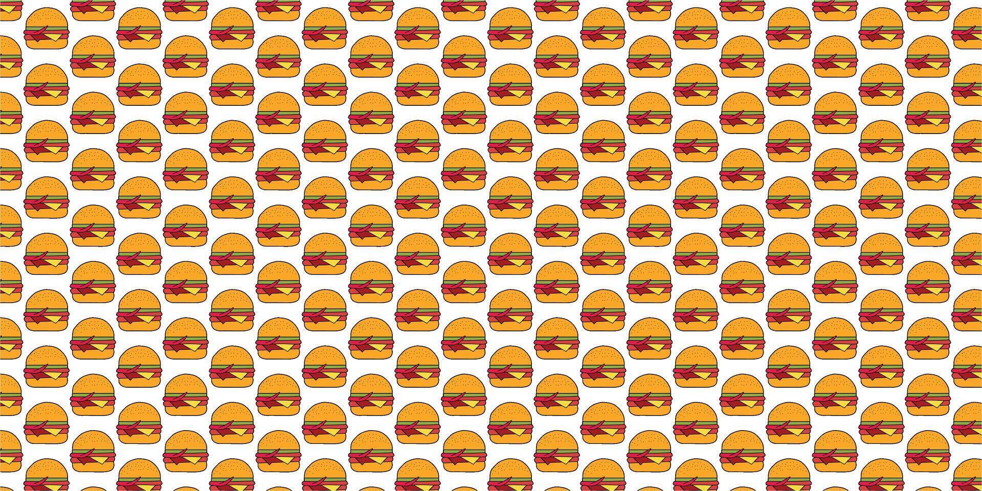 Pattern with Cartoon Cheeseburgers on White Background vector