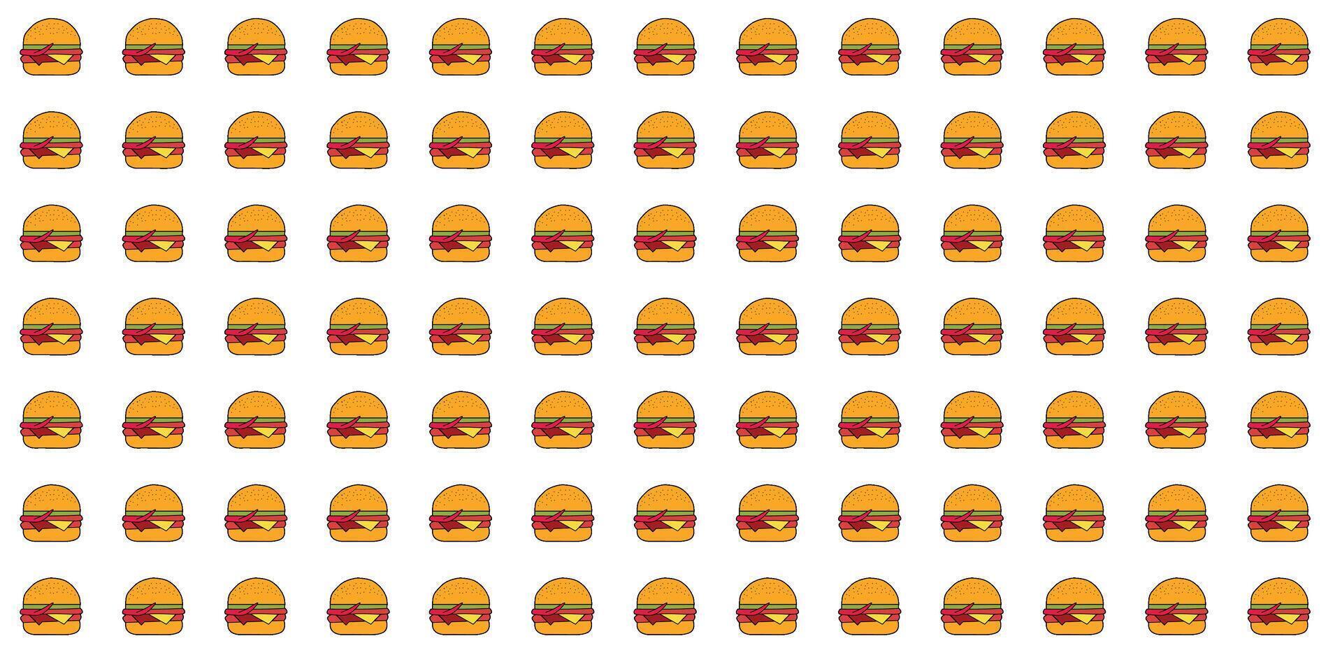 Seamless Pattern of Cheeseburgers Aligned in a Grid on White Background vector