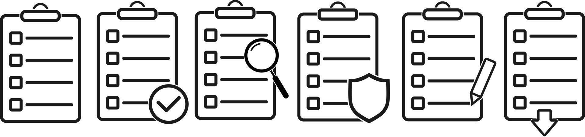 Checklist Clipboard Icon Set vector