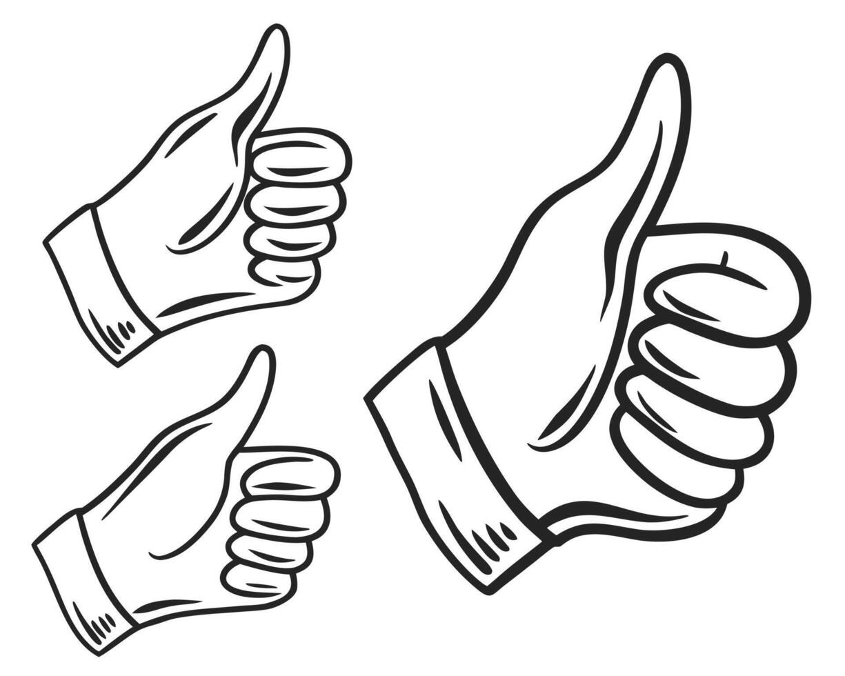 illustration of a hand with thumb up indicating positive feedback and approval vector
