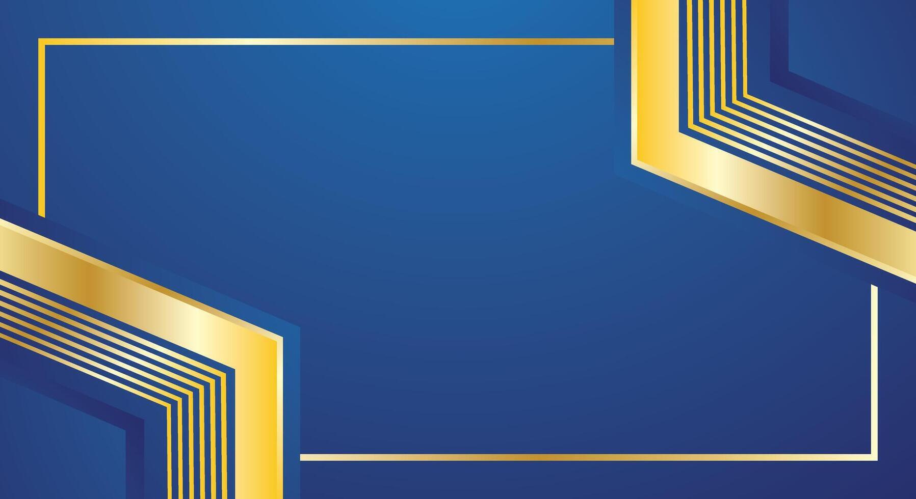 Luxury blue certificate design background with gold abstract geometric lines vector
