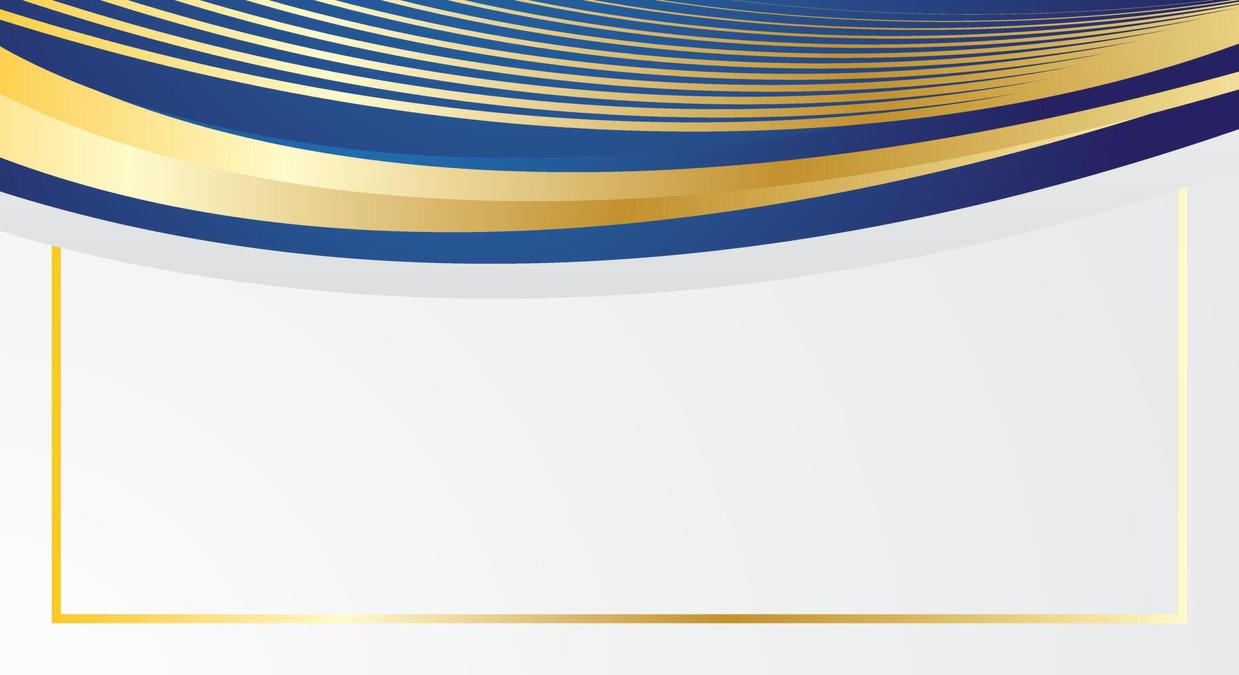Blue golden lines curved wavy luxury on modern white certificate background vector