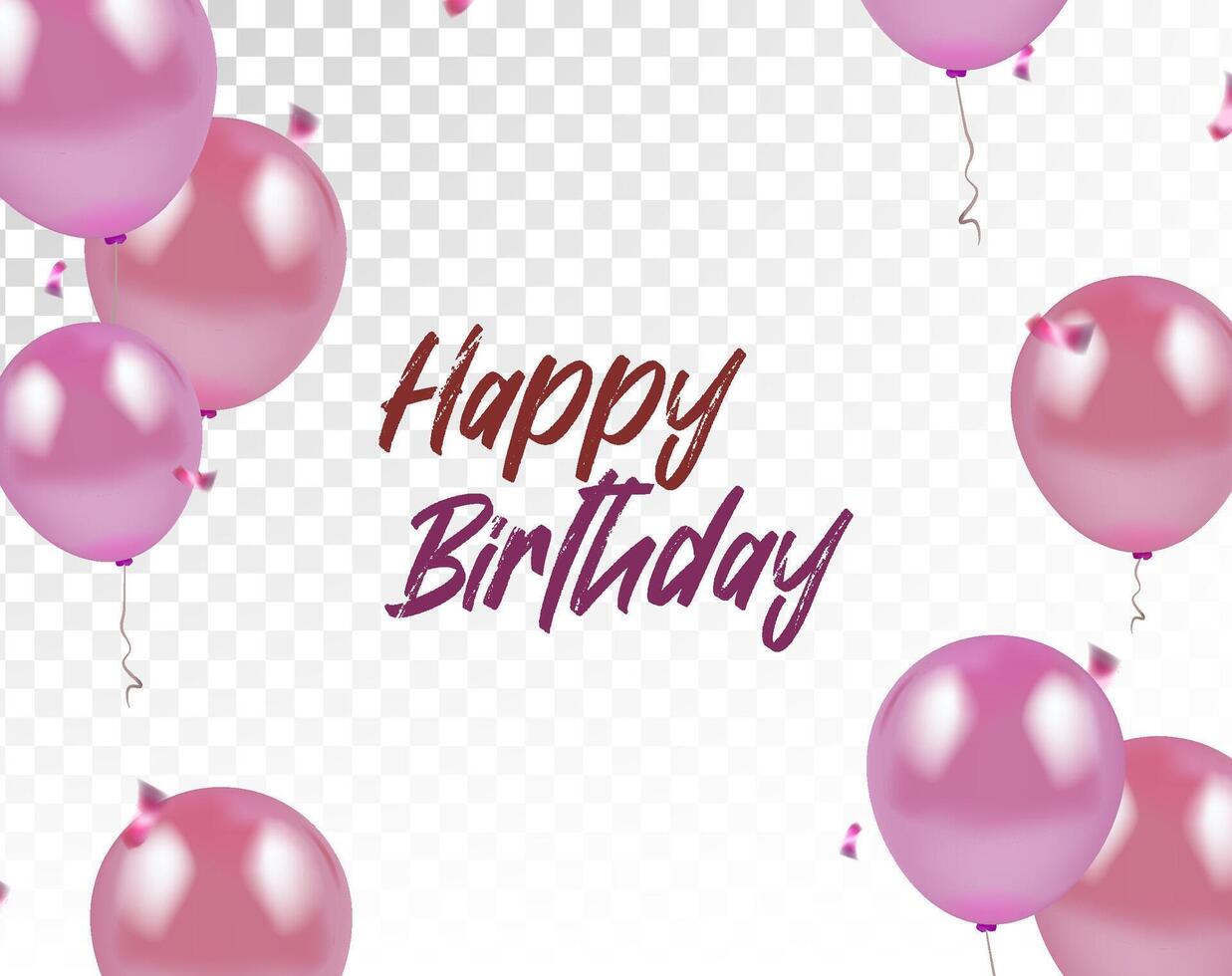 Pink birthday balloons with text vector