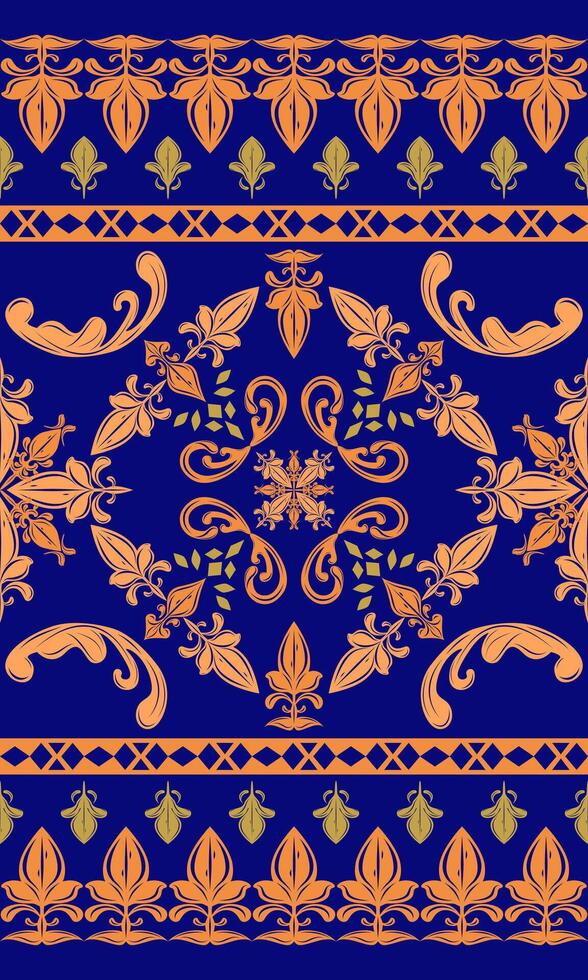 Grandiose Beautiful Luxury Motif Medieval Rococo Baroque Ornament Blooming Seamless Border Pattern. Autumn Night Inspired Delicate Detailed Style for Textiles Wallpaper Fashion Interior Ceramics Tiles vector