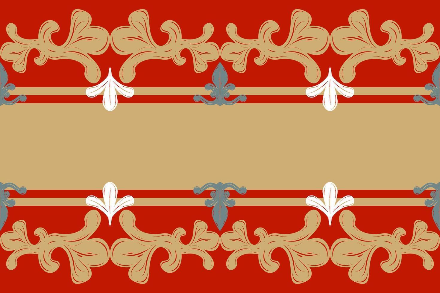 Delicate Luxury Frame Baroque Victorian Style With Gold Striped Border Pattern. Elegance Seamless Classic Rococo White Gold Green On Red Background Perfect For Embroidery Greeting Invitation prints vector