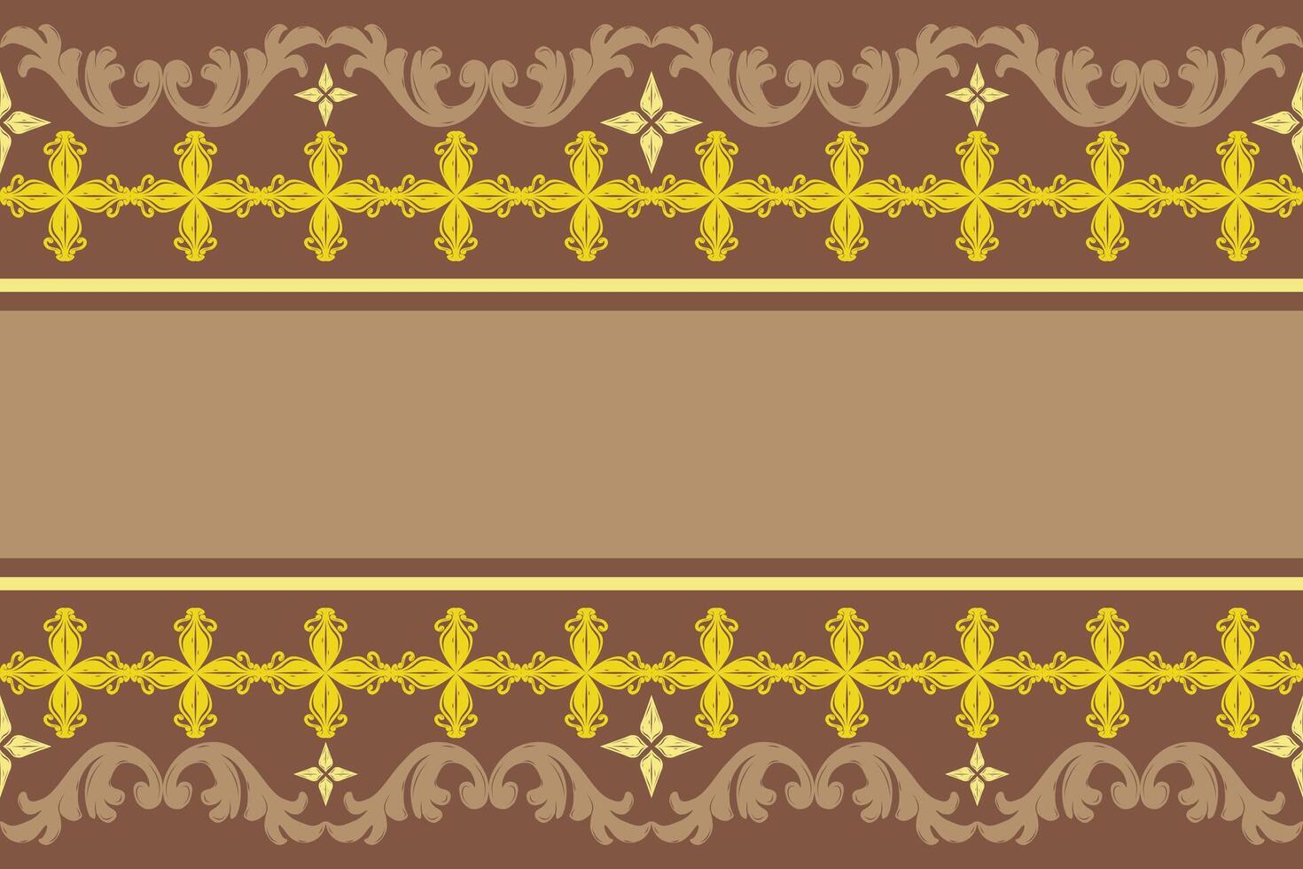Art Nouveau Classic Elaborate Golden Silk Weaves Yellow and Brown Theme Seamless Border Pattern. Beautiful Regency Victorian Inspired Florals Vines For Paper Prints Fabrics Wrapping Invitation Cards vector