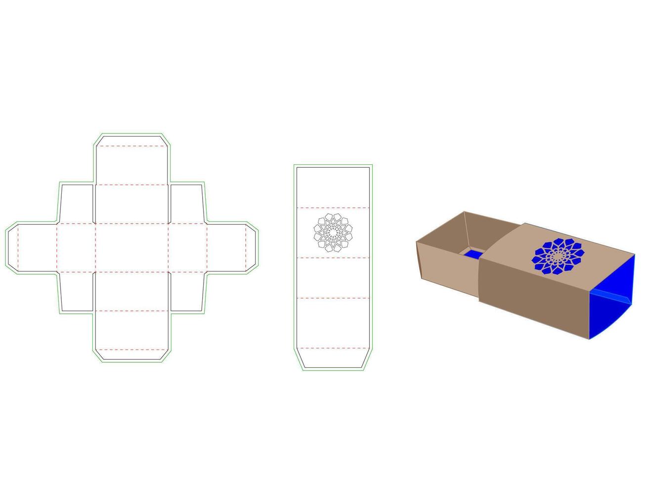 Macaron Window Box Template With Mandala Laser Cut vector