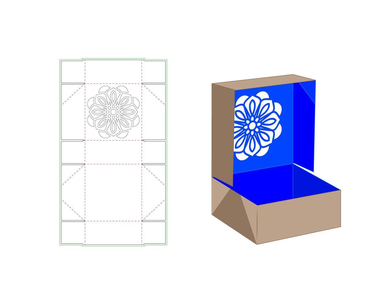 Display pie Box Dieline Template With Mandala Pattern Laser Cut vector