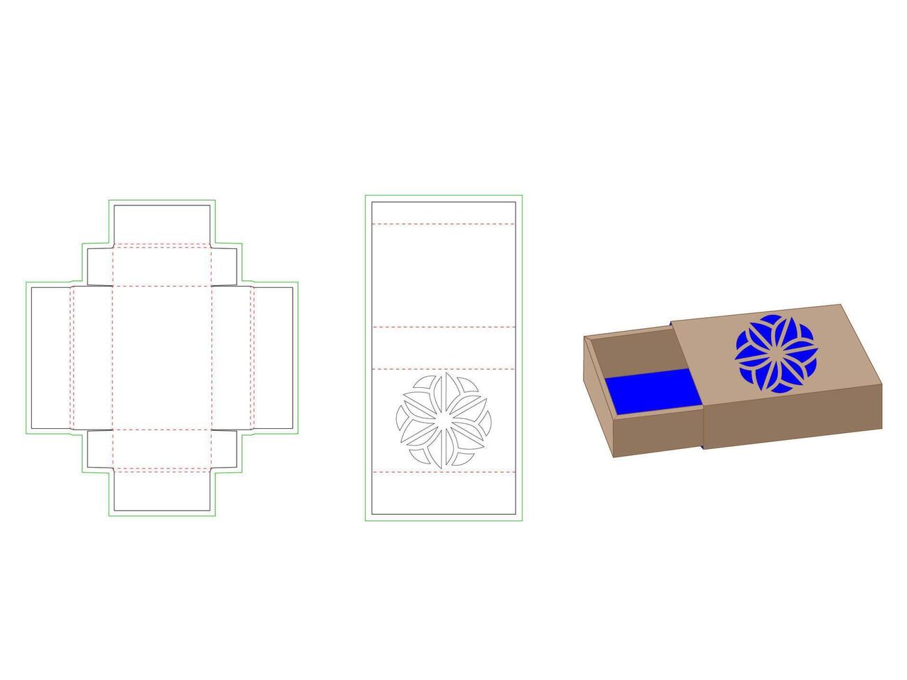 Customized Match Box Dieline Template with Mandala Pattern Laser cut vector