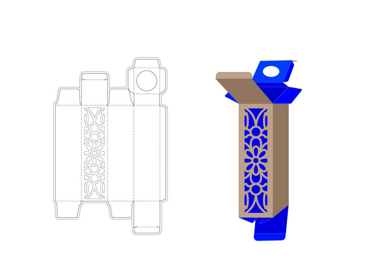 Cosmetic Tube Box Template and Mandala Pattern Laser Cut vector