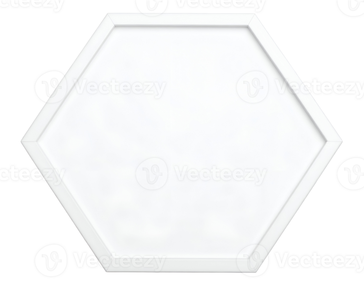 A clean white hexagonal frame presents a modern geometric design ideal for showcasing content or abstract concepts. png