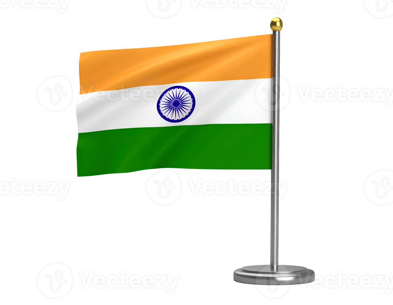 A compact national flag on a polished metallic stand, featuring a prominent tri-color design. png