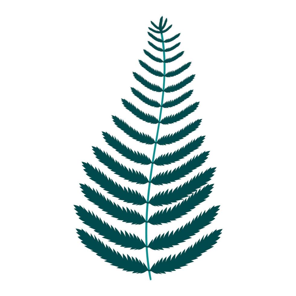Detailed Green Fern Leaf With Natural Symmetrical Leaves. Delicate cartoon wild plant. Cute nature herb perfect for invitations, cards, posters, holidays, stickers vector
