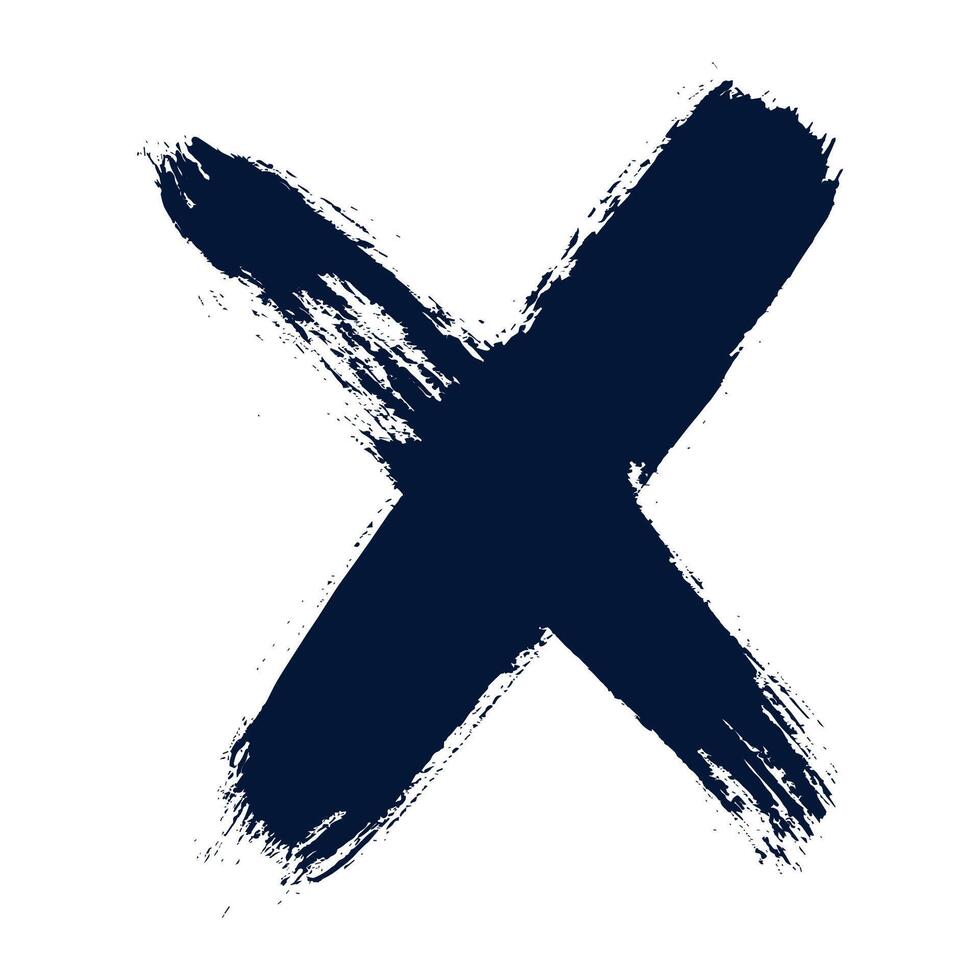 Black Letter X In Hand Drawn Grunge Style. Creative abstract paintbrush line with rough edges. Stain for backdrops. Freehand doodle line perfect for highlight text vector