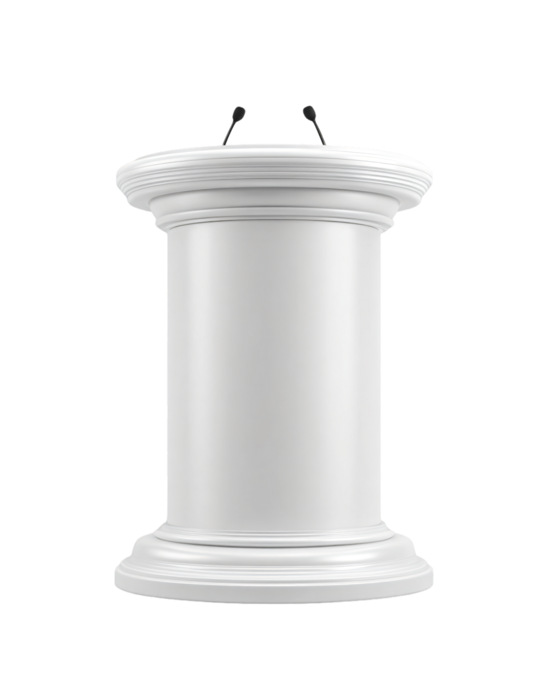 Plain White Podium with Microphones for Public Speaking Events png