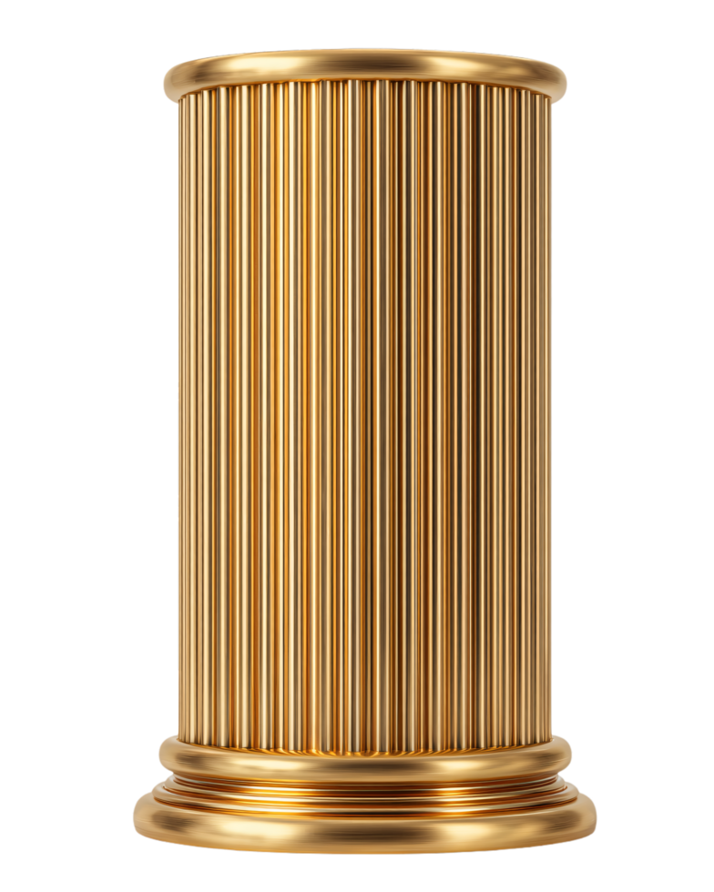 Elegant Gold Column with Fluted Design for Decorative Use png