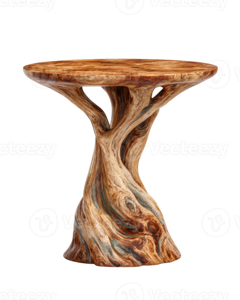 Unique Artistic Wooden Table with Sculptural Design and Texture png
