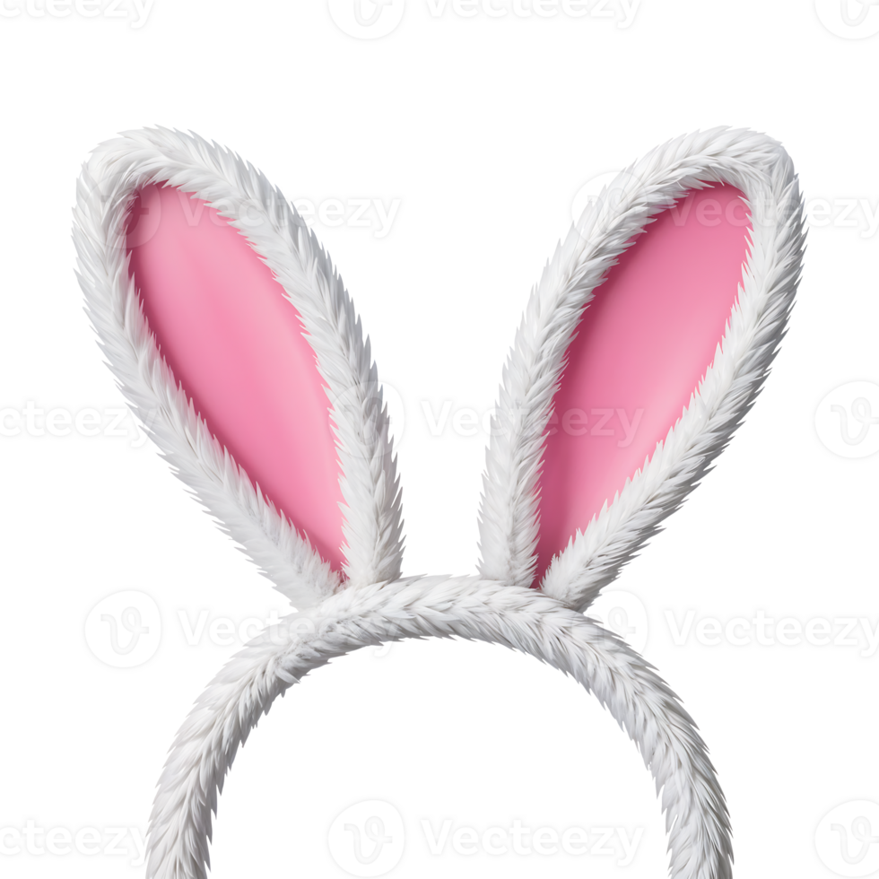 Fluffy White Rabbit Ears With Pink Inner Details png